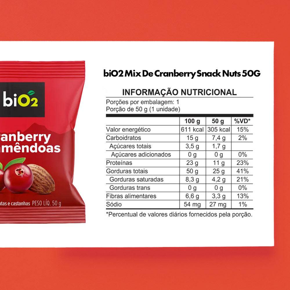BIO2 MIX DE CRANBERRY E AMÊNDOAS BIO2 SNACK 50G