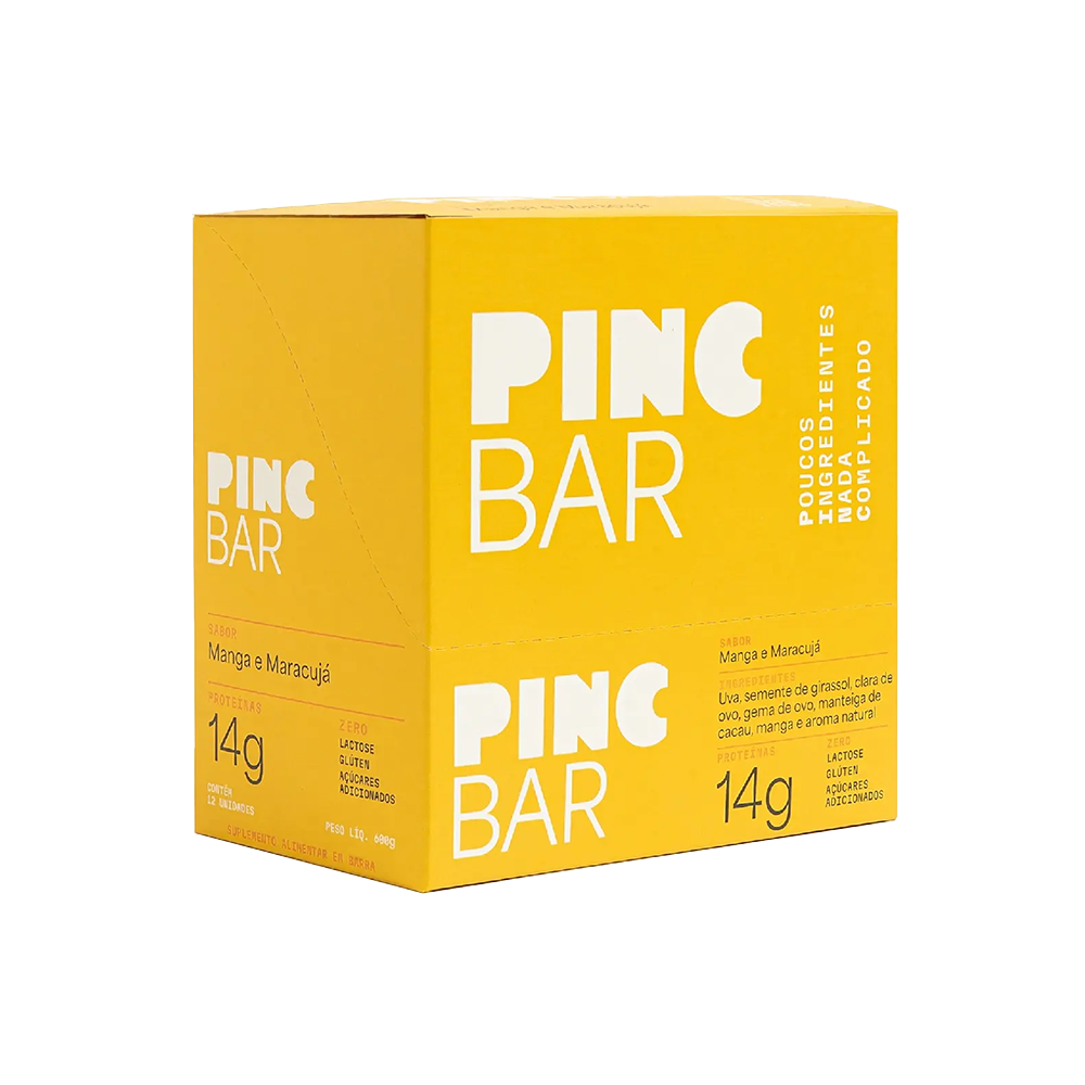 BARRA DE PROTEINA PINC MANGA E MARACUJA 50G C/12 UNIDADES