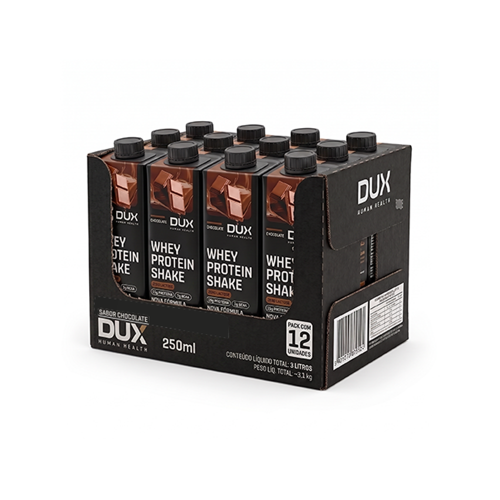DUX WHEY PROTEIN SHAKE CHOCOLATE 250ML C/12 UNIDADES