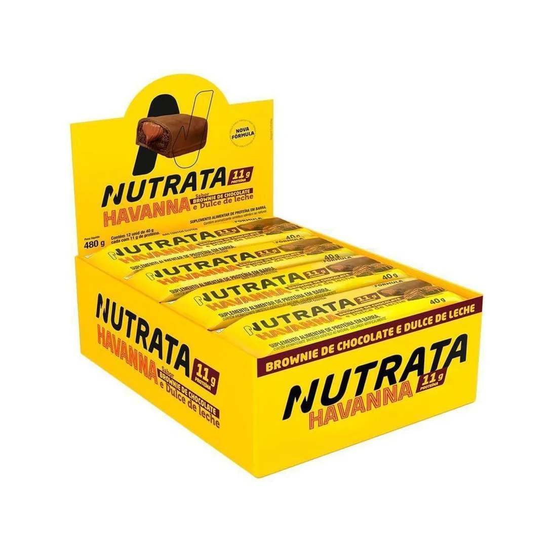 BARRA PROTEICA NUTRATA SABOR DOCE DE LEITE E BROWNIE 40G C/12 UNIDADES