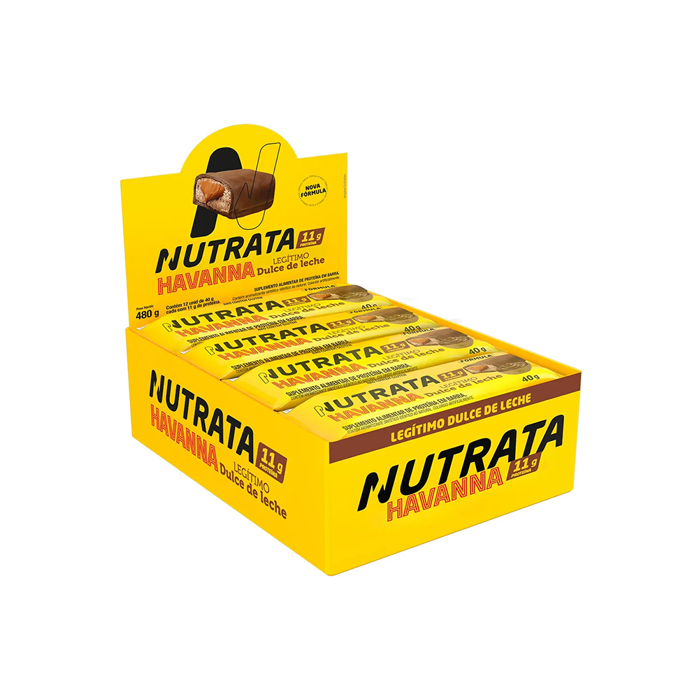 BARRA PROTEICA NUTRATA SABOR DOCE DE LEITE 40G C/12 UNIDADES