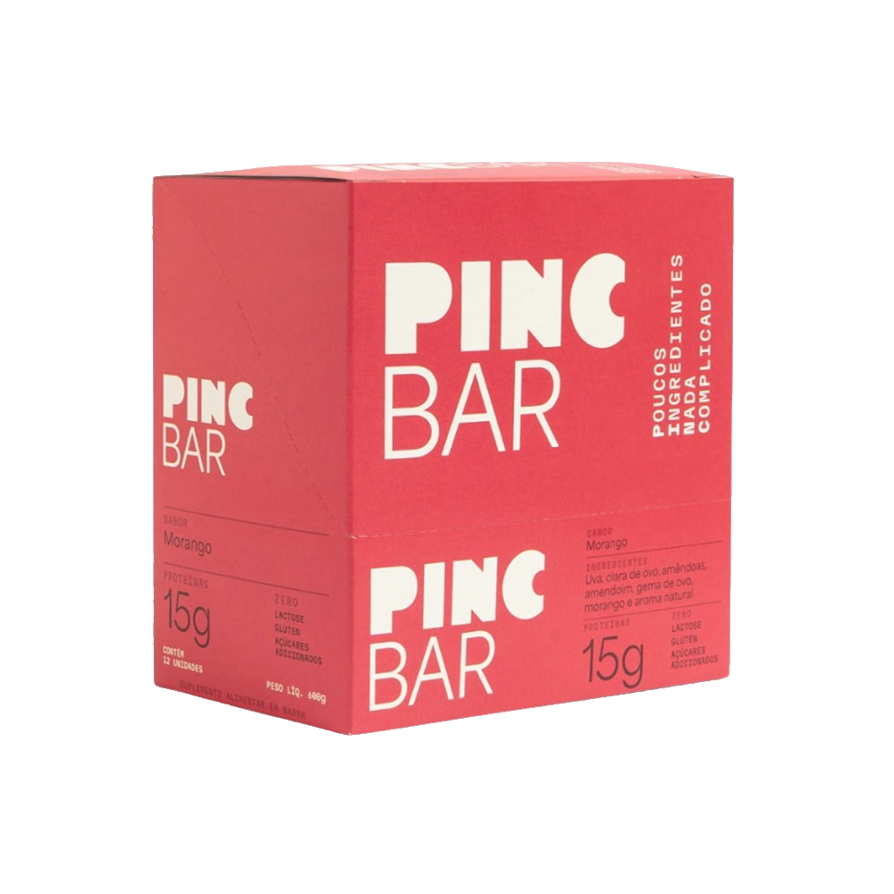 BARRA DE PROTEINA MORANGO PINC 50G C/12 UNIDADES