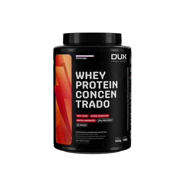 DUX WHEY PROTEIN CONCENTRADO EM PÓ MORANGO 900G