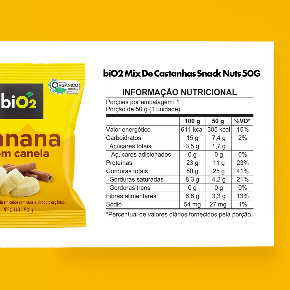 BIO2 SNACK BANANA COM CANELA 50G