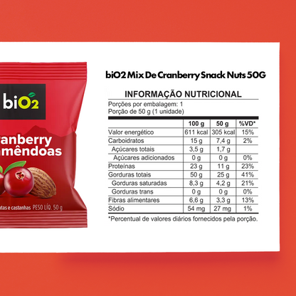 BIO2 MIX DE CRANBERRY E AMÊNDOAS BIO2 SNACK 50G