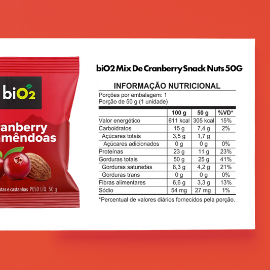 BIO2 MIX DE CRANBERRY E AMÊNDOAS BIO2 SNACK 50G