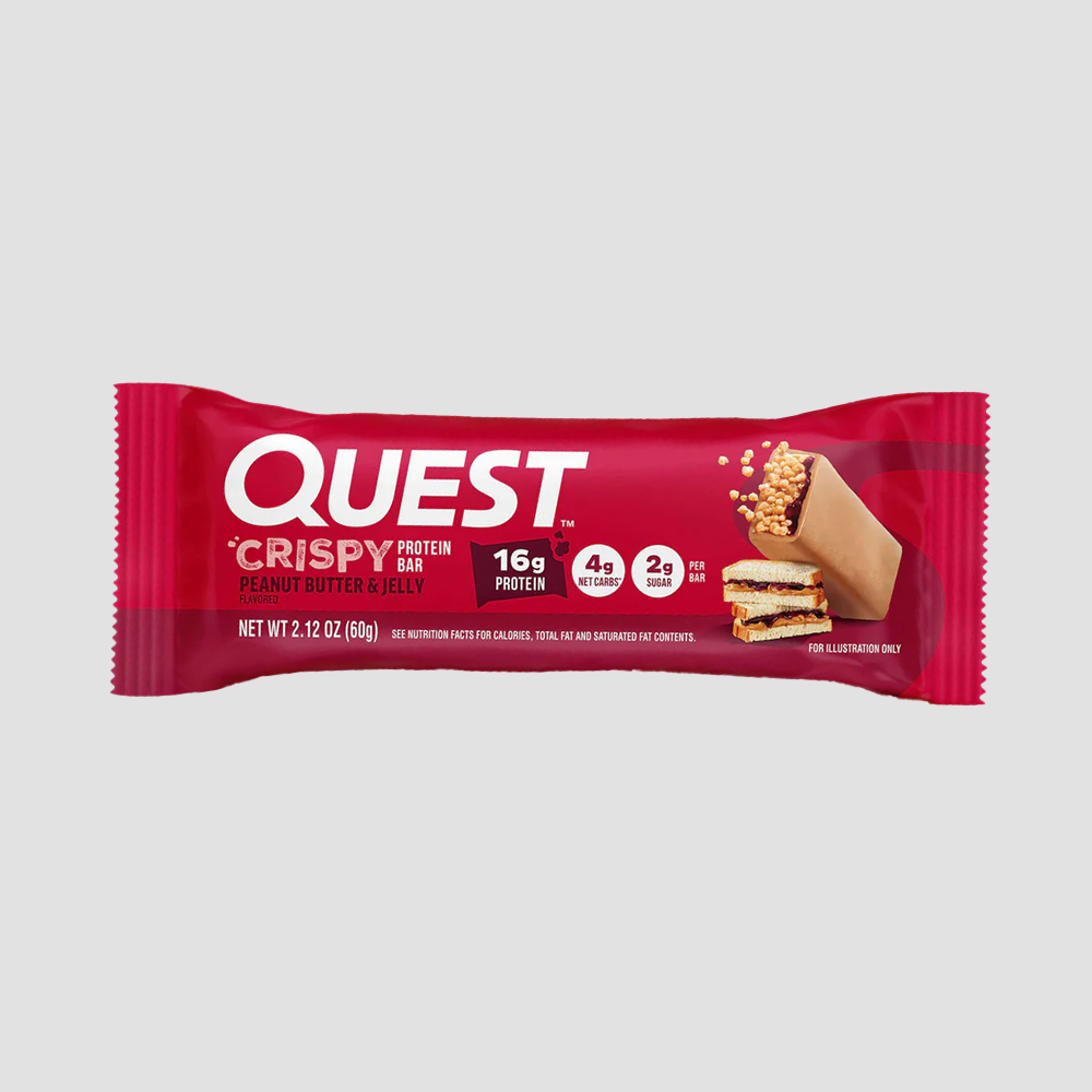 QUEST PEANUT BUTTER & JELLY CRISPY HERO PROTEIN BARS 50G