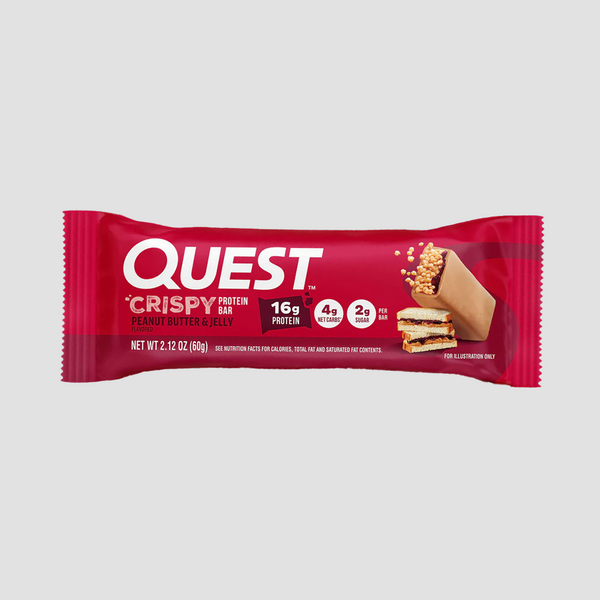 QUEST PEANUT BUTTER & JELLY CRISPY HERO PROTEIN BARS 50G