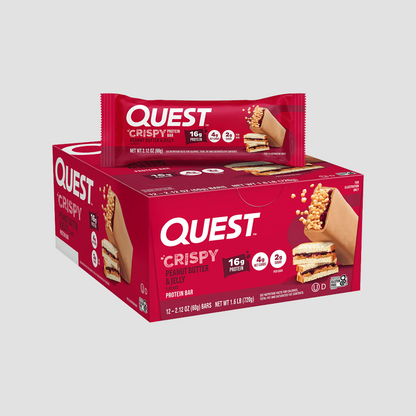 QUEST PEANUT BUTTER & JELLY CRISPY HERO PROTEIN BARS 50G